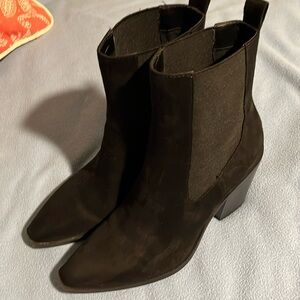 BP Ankle Mid level Suede Boots purchased at Nordstrom’s, Bo is a store Brand